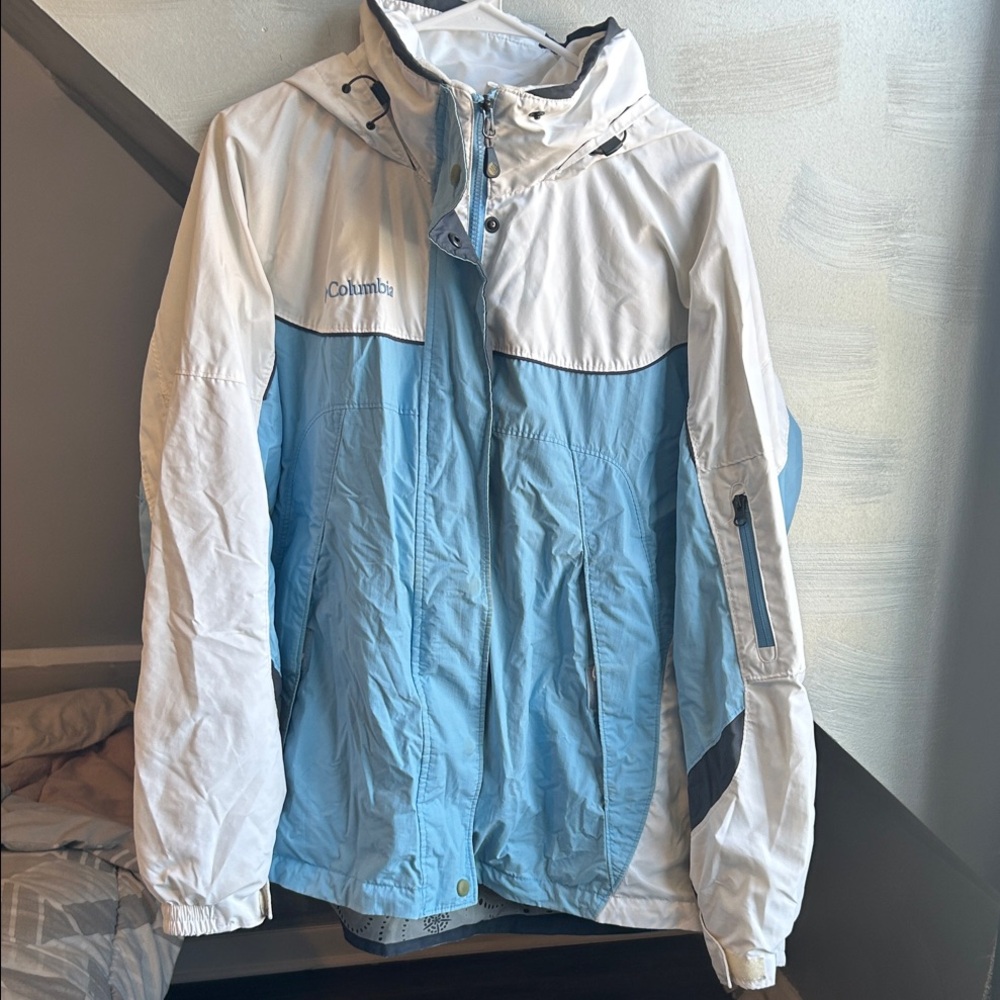 Columbia Light Blue and White Outdoor Jacket